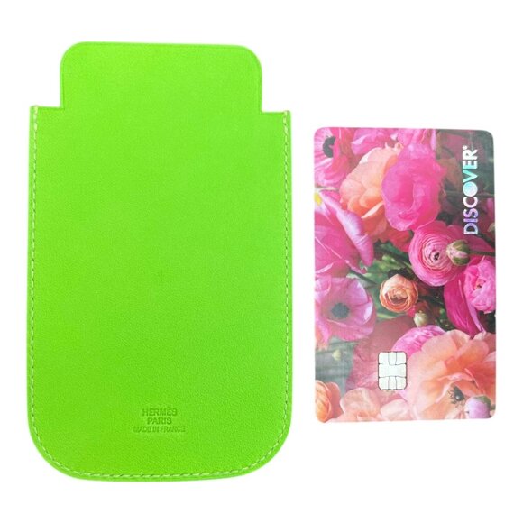 Hermes Swift Chevre Calfskin Leather Green Credit Card Drivers License Wallet - Picture 2 of 5